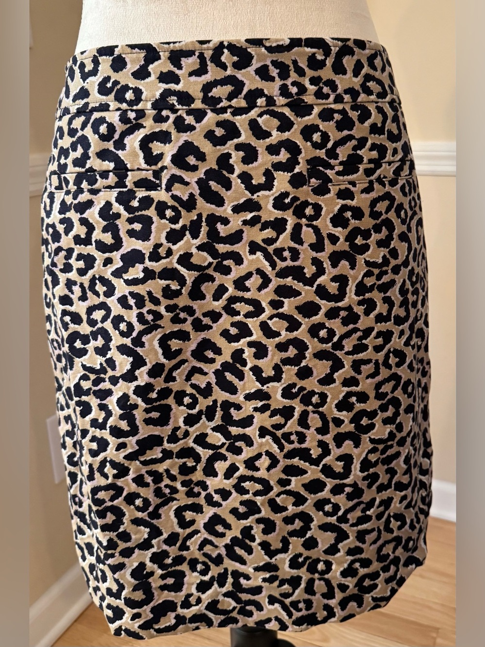 🐆 🌸 Talbots Leopard Print Pencil Skirt Sz 6 Lined w/ Stretch 97% Cotton